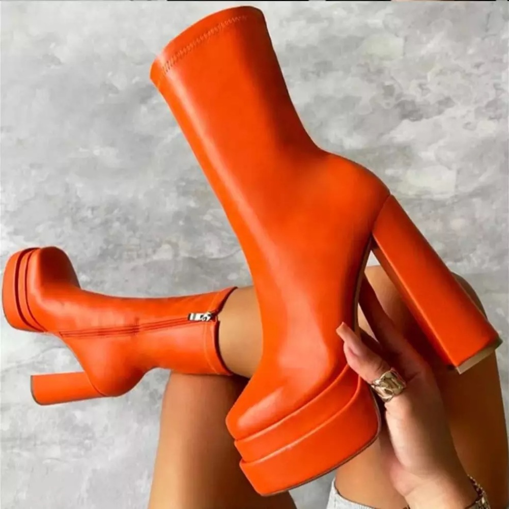 Orange platform heels